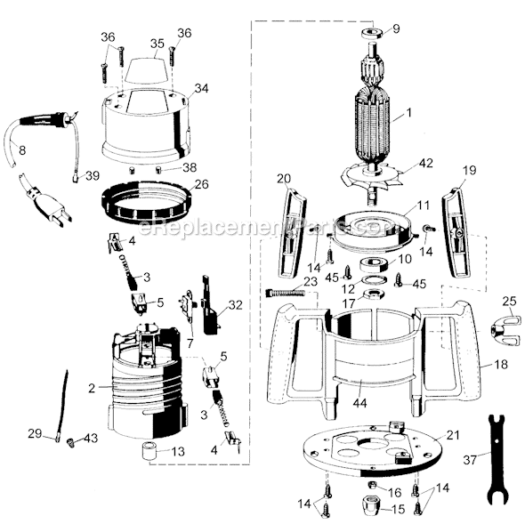 Page A Diagram and Parts List for Type 4 Black and Decker Router